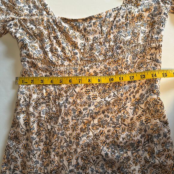 Free People Floral Boheme Dress Womens Size 6 Ivory Combo Open Back Ruffle Boho - Picture 10 of 12